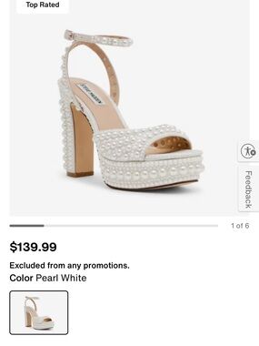 Steve Madden Pearl White Pearl-Embellished Platform Sandal